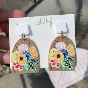 Floral Bouquet Dangle Resin Earrings